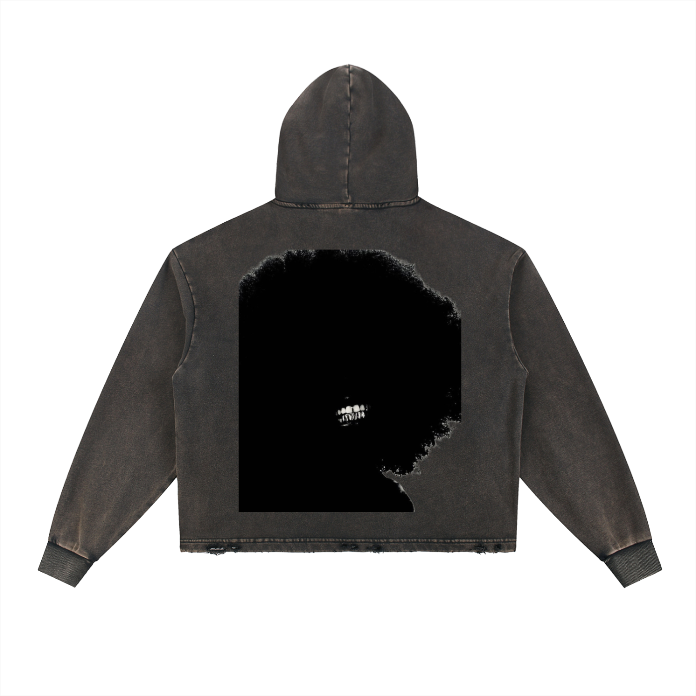 Vintage Washed Frayed-Hem Hoodie