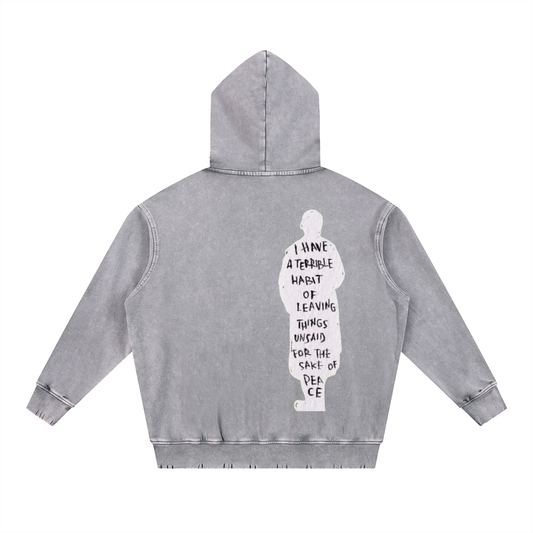 Snow Wash Hand-Frayed Heavyweight Hoodie