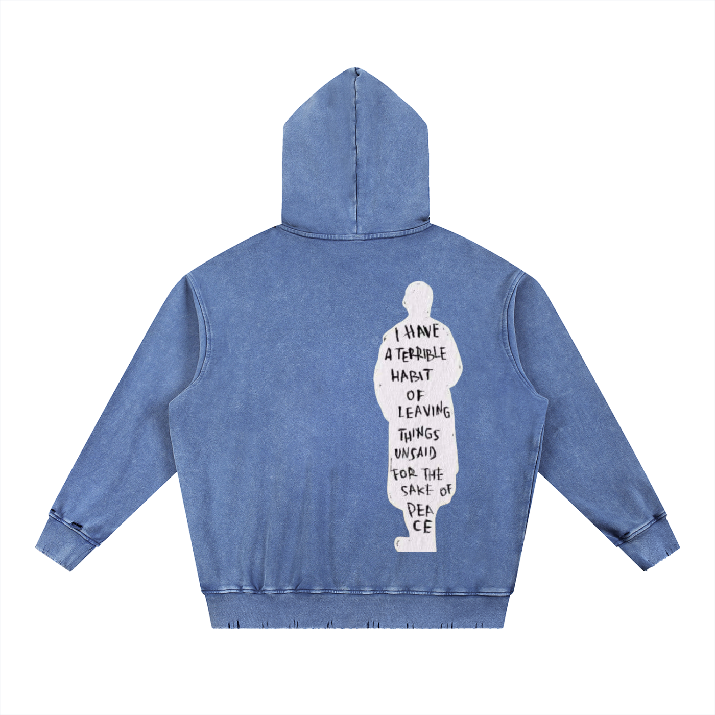 Snow Wash Hand-Frayed Heavyweight  Hoodie