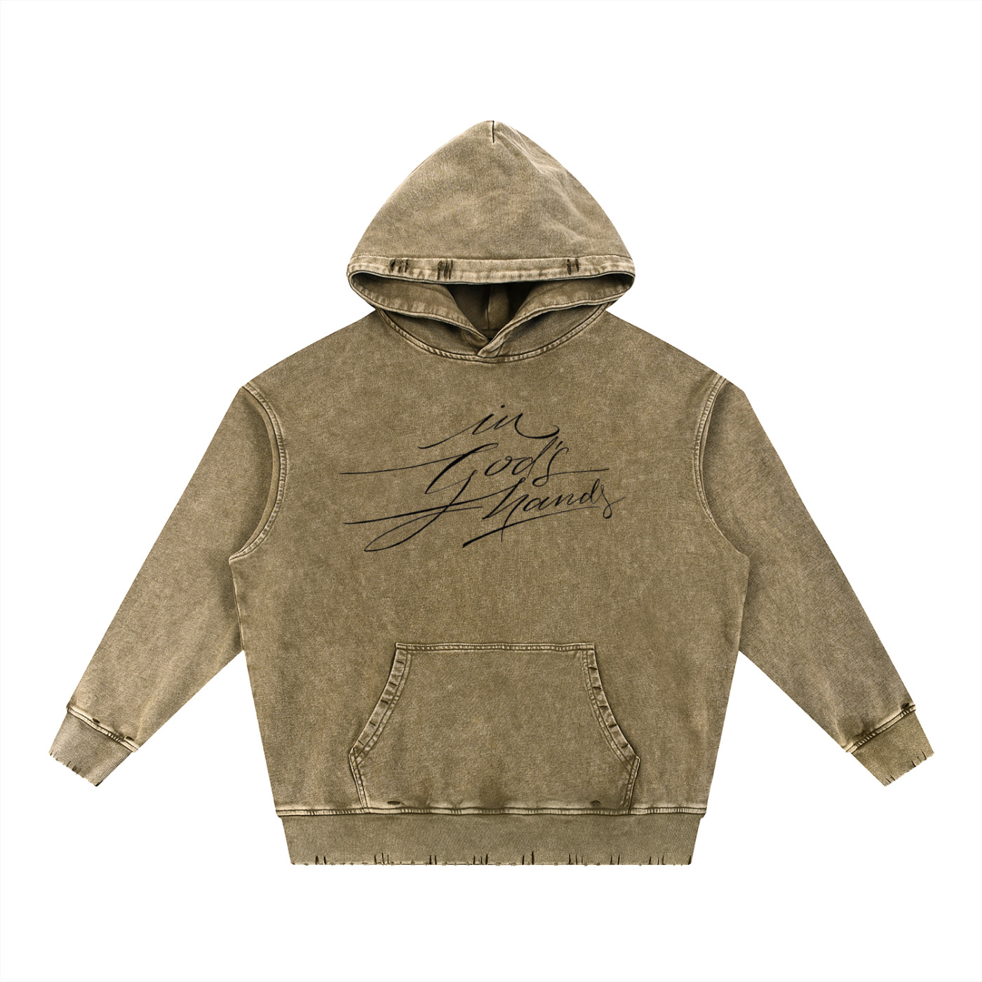 Snow Wash Hand-Frayed Heavyweight  Hoodie