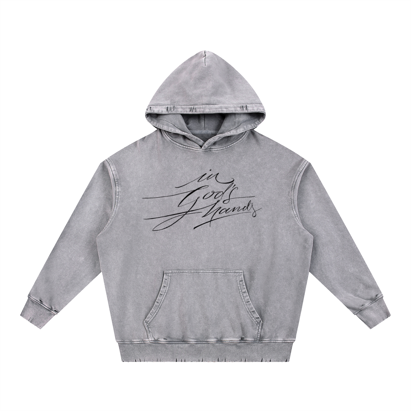 Snow Wash Hand-Frayed Heavyweight  Hoodie