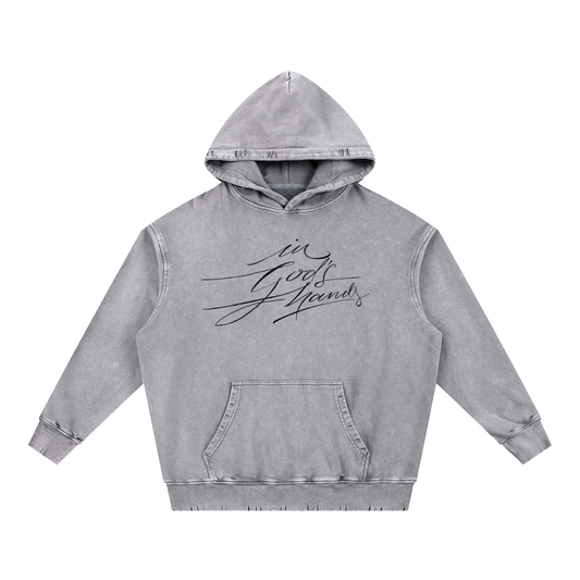 Snow Wash Hand-Frayed Heavyweight  Hoodie