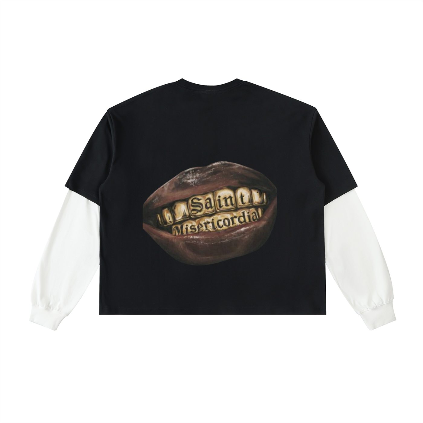 Layered Contrast Sleeve Cotton T-Shirt