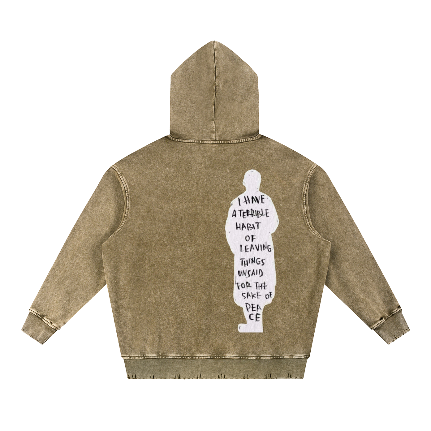 Snow Wash Hand-Frayed Heavyweight  Hoodie
