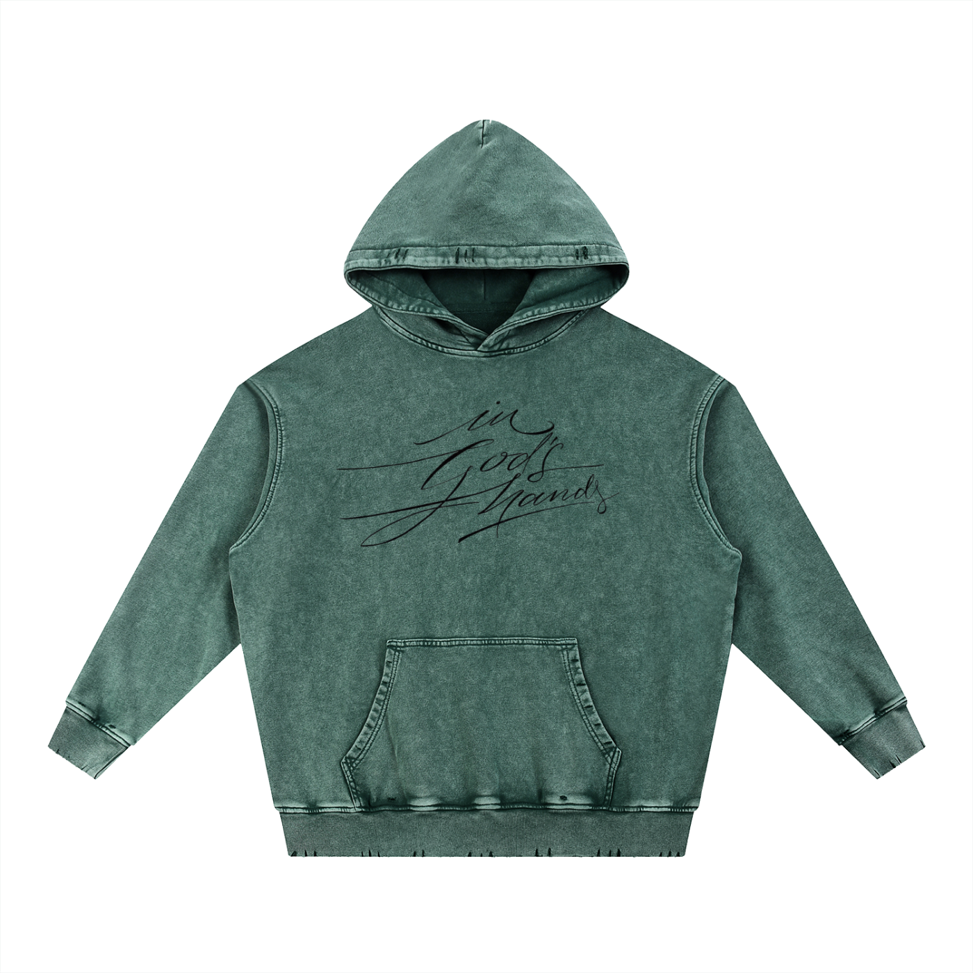 Snow Wash Hand-Frayed Heavyweight  Hoodie