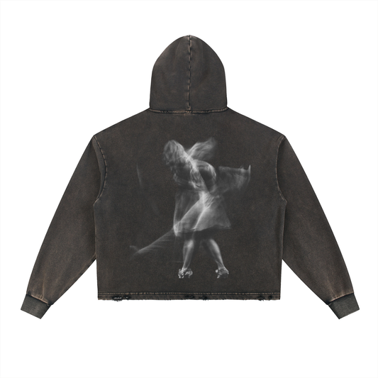 Vintage Washed Frayed-Hem Hoodie